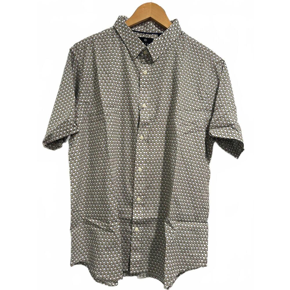 NEW VUSTRA men's uptown button-down in white/green